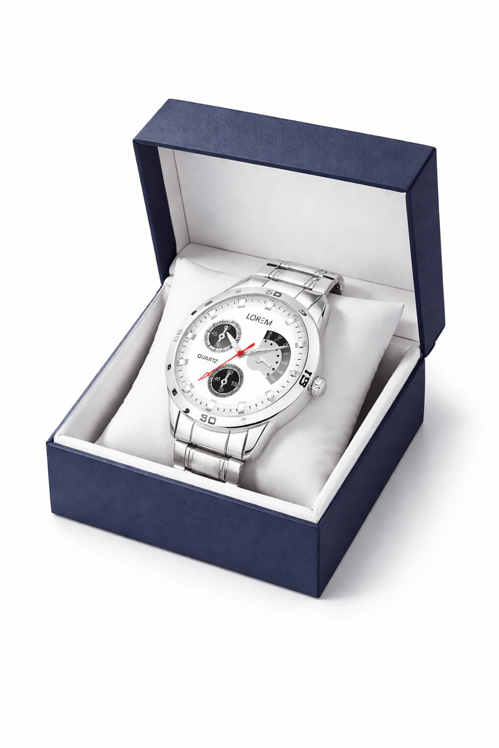 Men’s Analog Chronograph Watch – Silver Dial Stainless Steel Strap