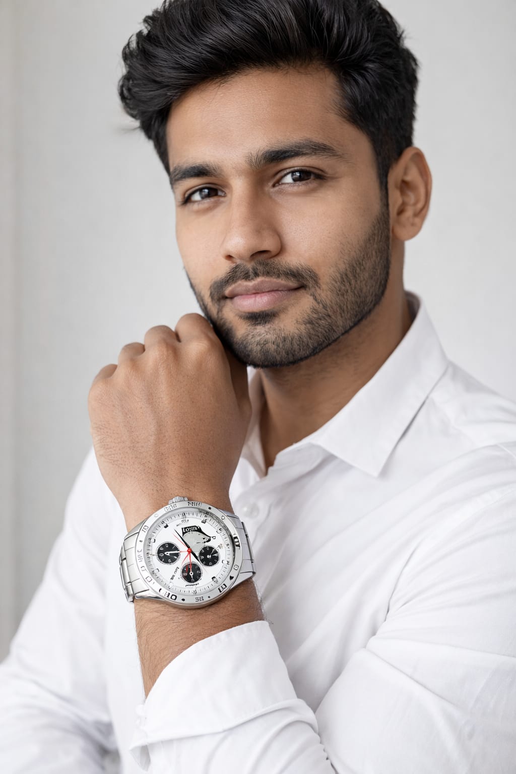 Men’s Analog Chronograph Watch – Silver Dial Stainless Steel Strap